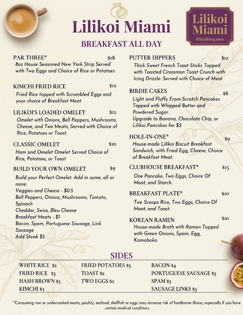 lilikoi miami menu